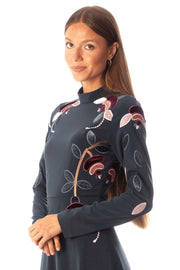 Velvet Bordered Flowers Dress