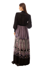 Velvet Top+Cuff Printed Gown