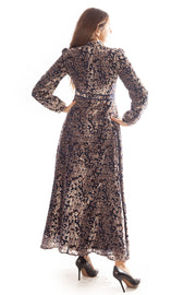 Cut Floral Velvet Dress