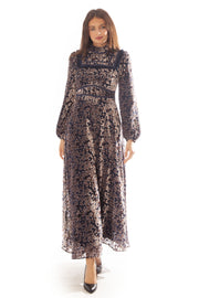 Cut Floral Velvet Dress