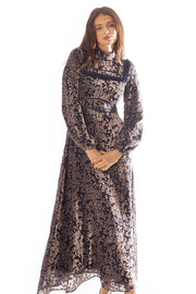Cut Floral Velvet Dress