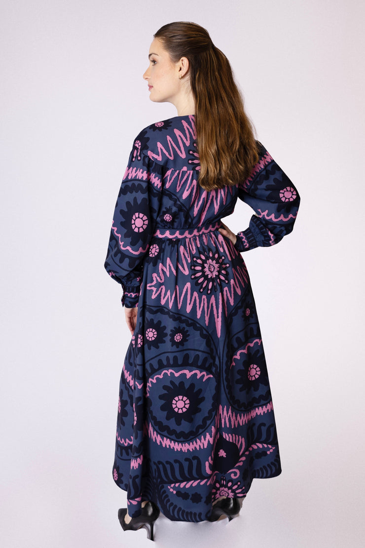 Scribbled Print Center Panel Dress