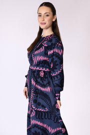 Scribbled Print Center Panel Dress