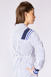 Varsity Neck Pinstriped Dress