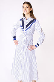 Varsity Neck Pinstriped Dress