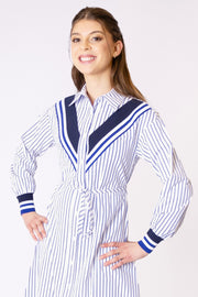 Varsity Neck Pinstriped Dress