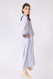 Varsity Neck Pinstriped Dress