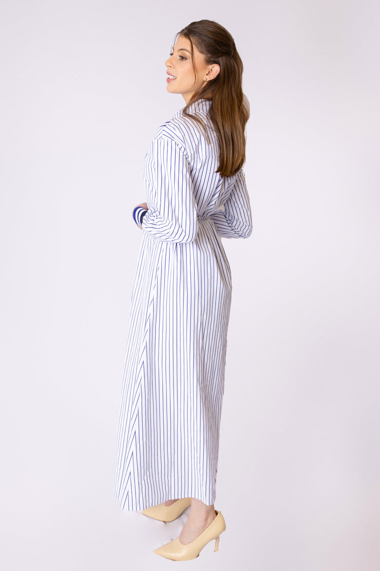 Varsity Neck Pinstriped Dress