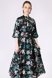 Textured Leaves Print Dress