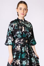 Textured Leaves Print Dress