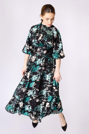 Textured Leaves Print Dress