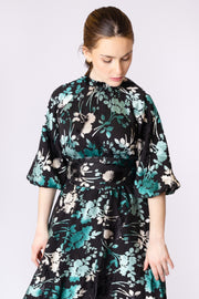 Textured Leaves Print Dress