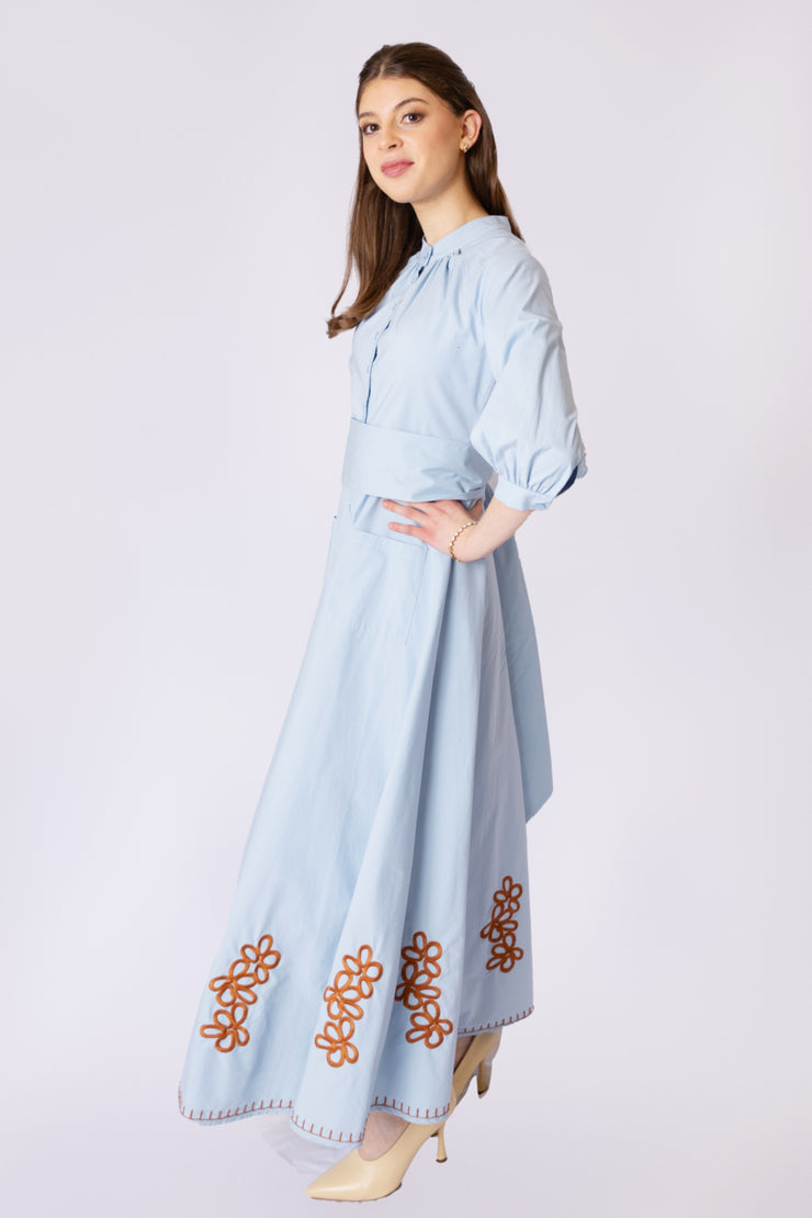 Embroidered Hem + Flowers Dress