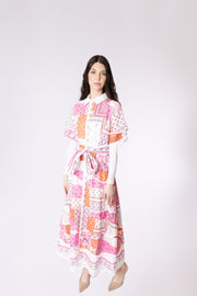 Scalloped Layers Multi Print Dress