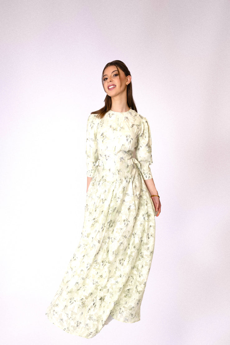 Muted Butterfly Print Gown