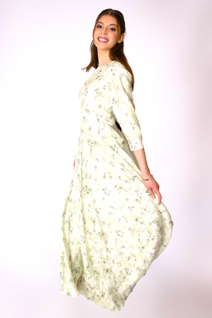 Muted Butterfly Print Gown