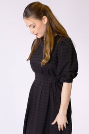 Side Buttons Grid Design Dress