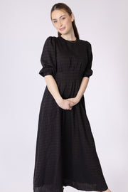 Side Buttons Grid Design Dress