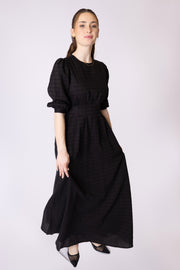 Side Buttons Grid Design Dress