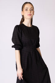 Side Buttons Grid Design Dress