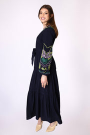 Embroidered Sleeves + Neckline Dress