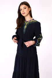 Embroidered Sleeves + Neckline Dress