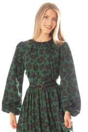 Floral Print Dress w/ Striped Belt