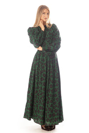 Floral Print Dress w/ Striped Belt