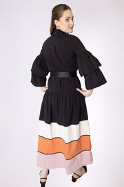 Tri Color Stripe Skirt Dress