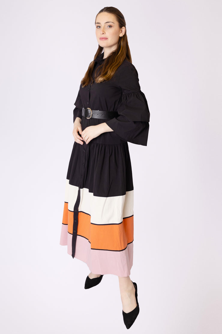 Tri Color Stripe Skirt Dress