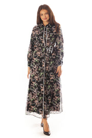 Floral Chiffon w/ Flat Piping Dress