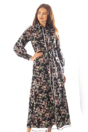 Floral Chiffon w/ Flat Piping Dress