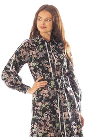 Floral Chiffon w/ Flat Piping Dress