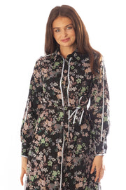 Floral Chiffon w/ Flat Piping Dress