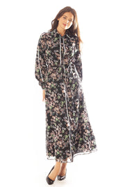 Floral Chiffon w/ Flat Piping Dress