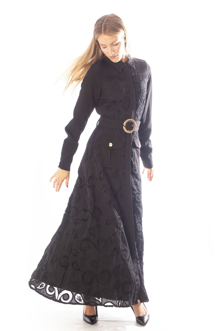 Lace Button Down Dress w/ Pockets