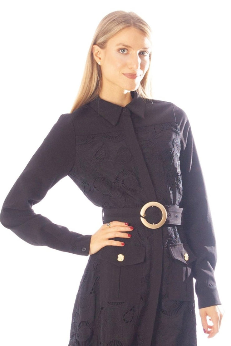 Lace Button Down Dress w/ Pockets