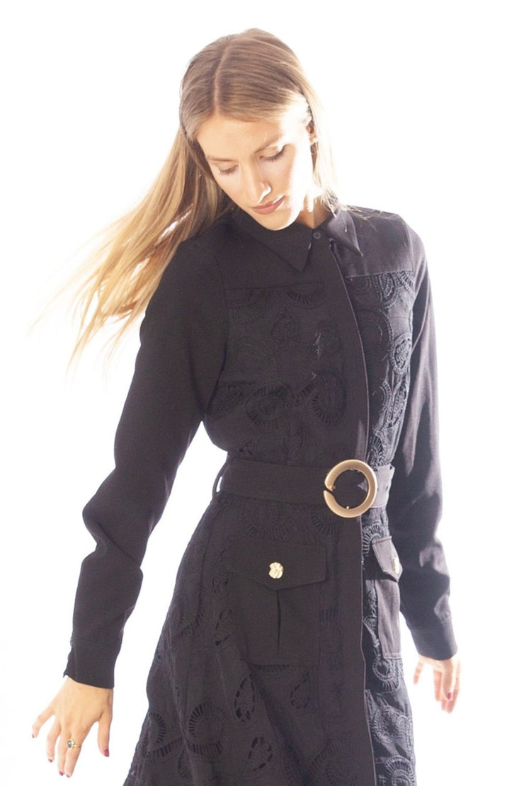 Lace Button Down Dress w/ Pockets