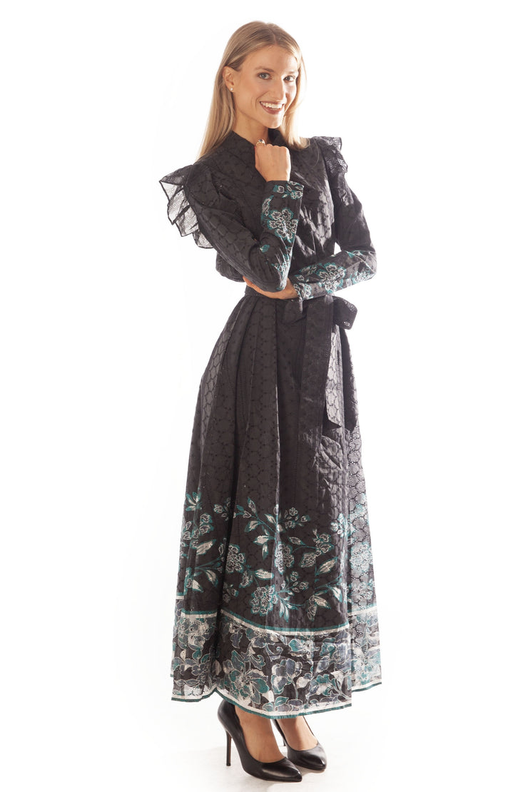 Printed Border Eyelet Dress