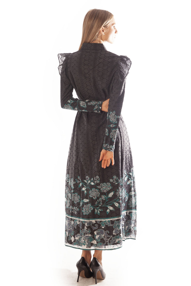 Printed Border Eyelet Dress