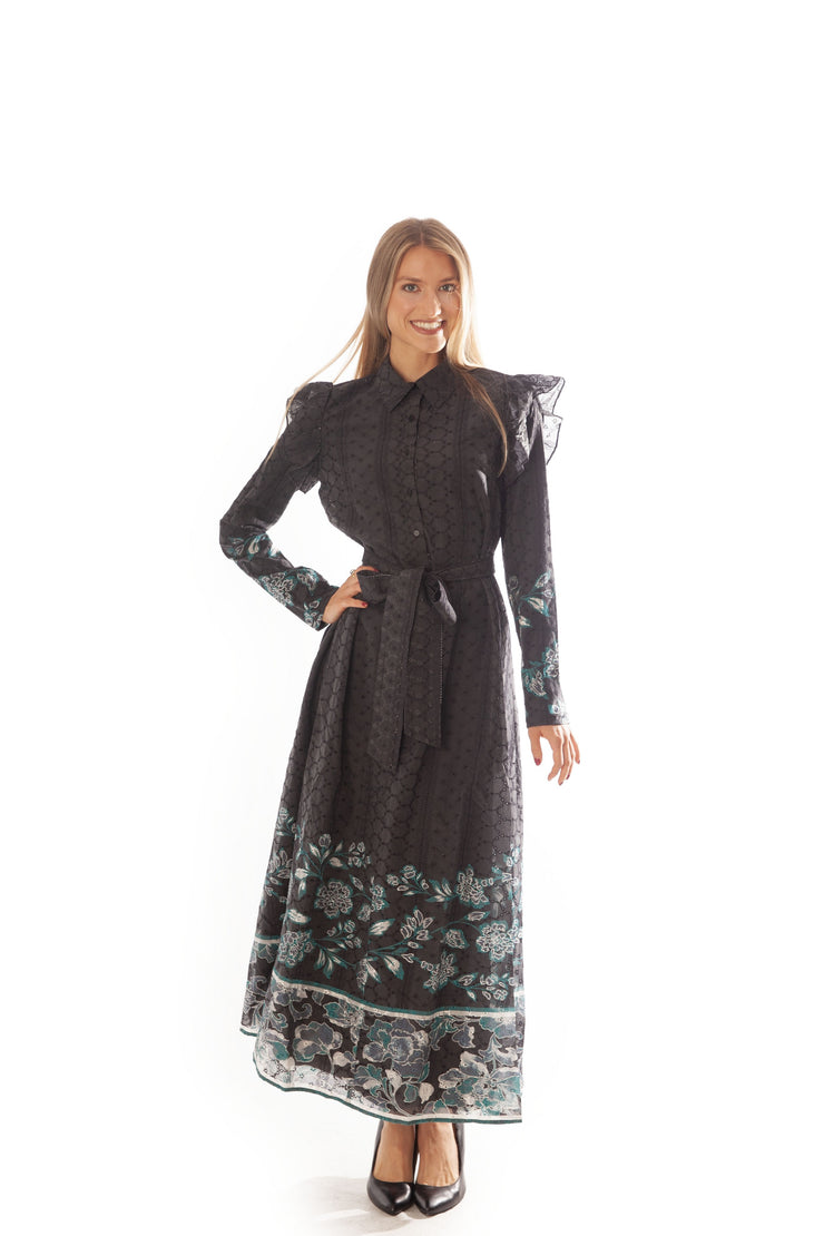 Printed Border Eyelet Dress