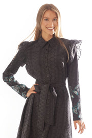 Printed Border Eyelet Dress