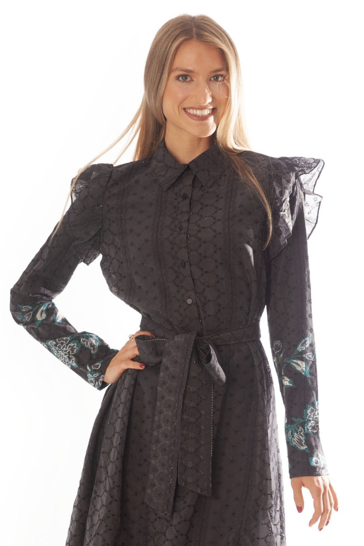 Printed Border Eyelet Dress