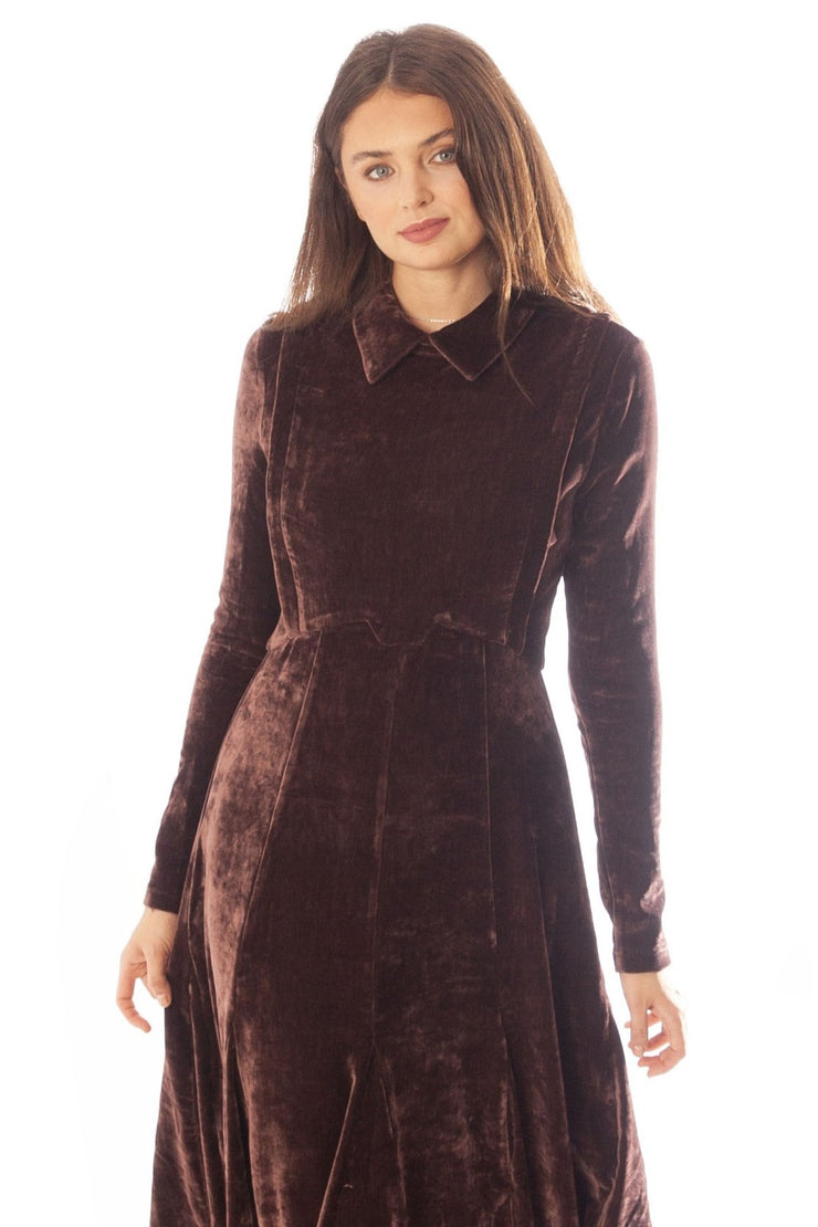 Velvet Dress w/ Collar