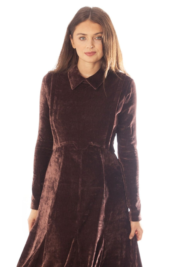 Velvet Dress w/ Collar