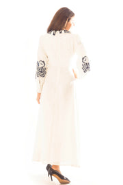 Beaded Floral Sleeve+Collar Dress