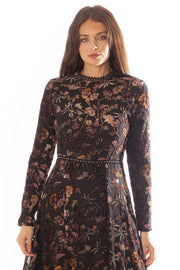Cut Velvet Dress w/ Studded Trim