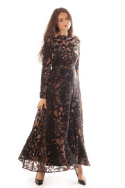 Cut Velvet Dress w/ Studded Trim