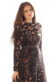 Cut Velvet Dress w/ Studded Trim
