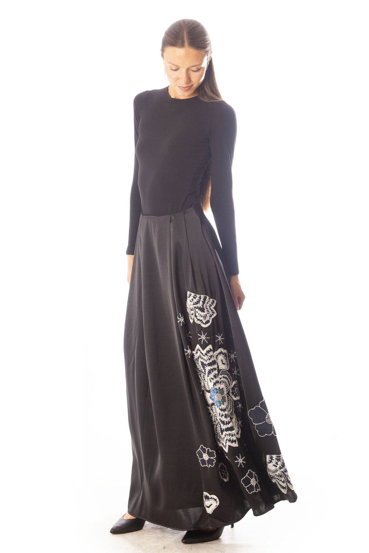 Beaded Flowers Bell Gown Skirt